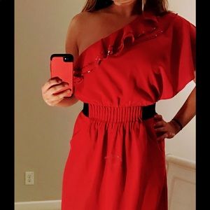 NWT red shoulder dress.